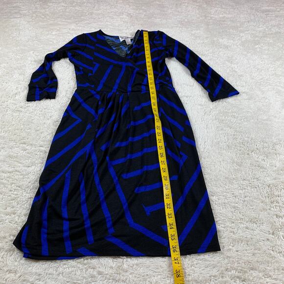 Vintage 80s Joseph Ribkoff asymmetrical stripe bodycon dress, size 4 - Picture 4 of 7
